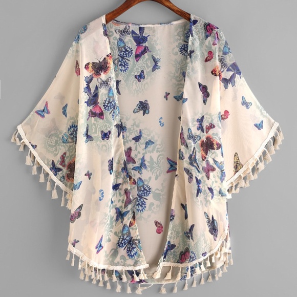 ROMWE Jackets & Blazers - BUTTERFLY PRINT KIMONO